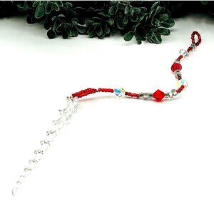 Beaded Suncatcher Ornament With Icicle Pendant and Crystal Beads